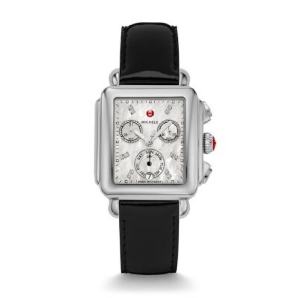 Michele Watch with Black Patent Band (no diamonds) - Picture 7 of 15